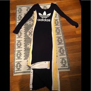 Adidas maxi dress sz S navy yellow
